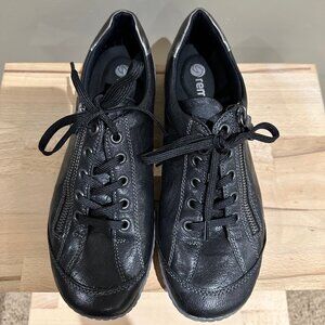Women's Remonte Black lace up and comfort side zip shoes,size EU39/CDN 8-8.5